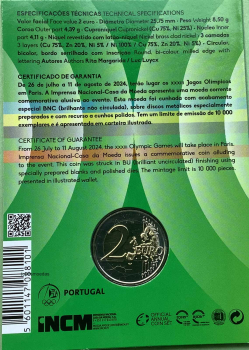 Preview: Portugal 2 Euro CoinCard 2024 Olympische Spiele Gedenkmünze BNC