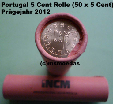 Portugal 5 Cent Rolle 2012 Euromünzen