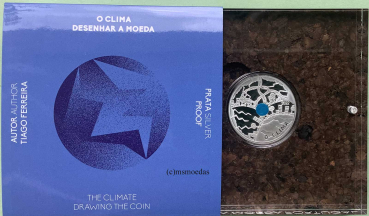 Portugal 5 Euro Sondermünze 2022 Das Klima Proof coloriert - blau