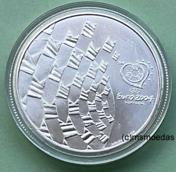 Portugal 8 Euro Silber Sondermünze 2003 Fußball Euro EM 2004 Fußball ist ein Fest