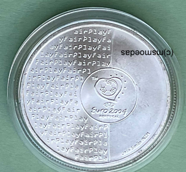 Portugal 8 Euro Silber Sondermünze 2003 Fußball Euro EM 2004 Fair Play