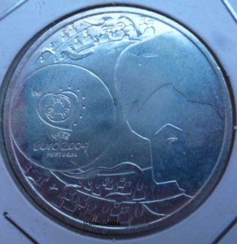 Portugal 8 Euro Silber Sondermünze 2004 Fußball Euro EM 2004 Torschuss