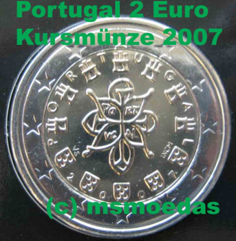 Portugal 2 Euro Kursmünze 2007 Stempelglanz