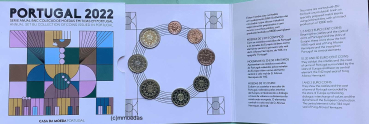 Portugal Offizieller Kursmünzensatz 2022 (1 Cent bis 2 Euro) BNC