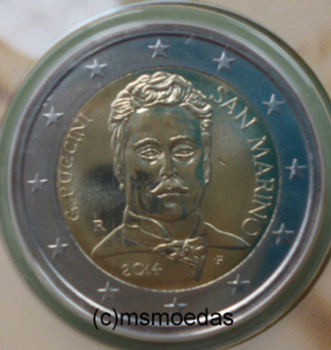 San Marino 2 Euro Blister Gedenkmünze 2014 Puccini FDC