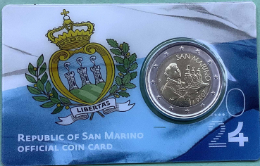 San Marino 2 Euro CoinCard Kursmünze 2024 Flagge