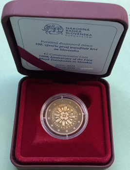 Slowakei 2 Euro Gedenkmünze 2023 Bluttransfusion Etui Proof PP
