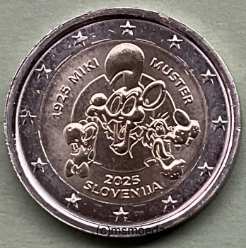 Preview: Slowenien 2 Euro Rolle Gedenkmünzen 2025 Miki Muster
