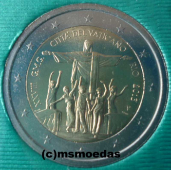 Vatikan 2 Euro Gedenkmünze 2013 Weltjugendtag Rio FDC