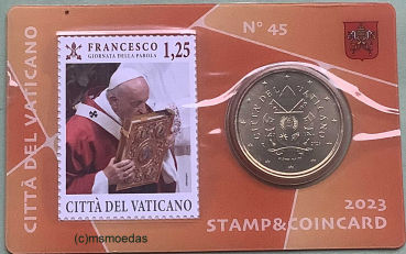 Vatikan 50 Euro-Cent Münze 2023 Stamp&CoinCard No.45 mit Briefmarke