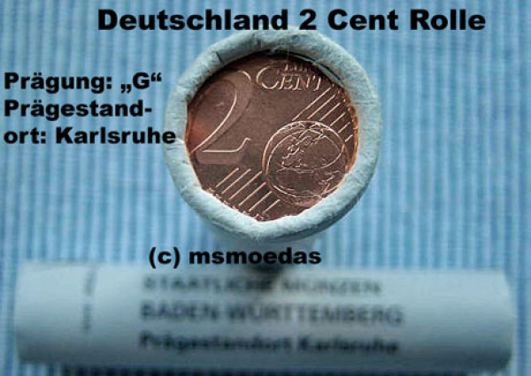 Deutschland 2 Cent Rolle 2007 (G) Karlsruhe (blind)