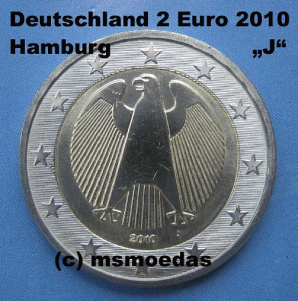 Deutschland 2 Euro Rolle 2010 (J) Hamburg