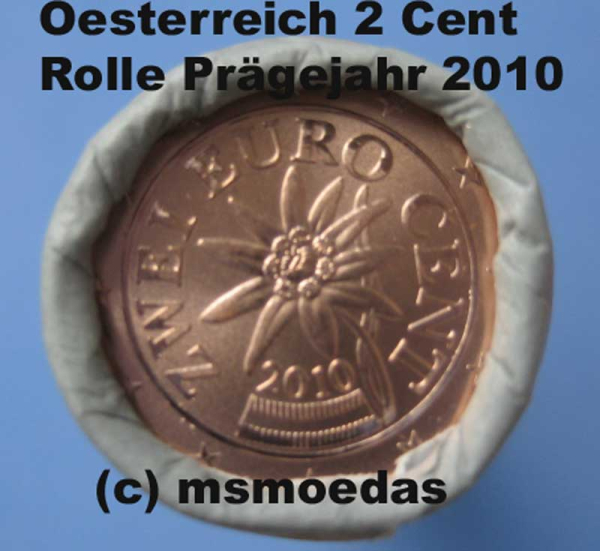 Oesterreich 2 Cent Rolle 2010 Euromünzen