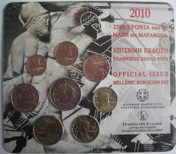 Griechenland Offizieller Kursmünzensatz 2010 (1 Cent bis 2 Euro cc) Marathon Stempelglanz