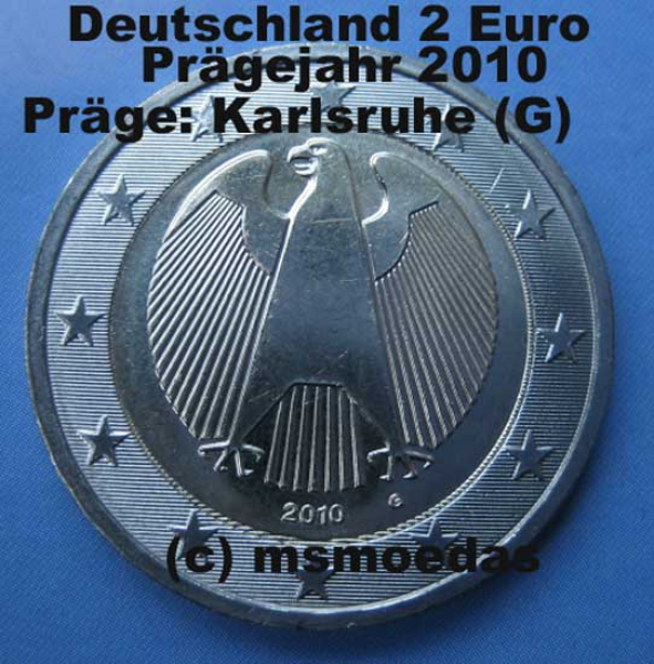 Deutschland 2 Euro Kursmünze 2010 (G) Karlsruhe