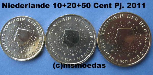 Niederlande 10+20+50 Euro-Cent 2011