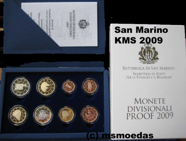 San Marino Offizieller Euro Kursmünzensatz 2008 (1 Cent bis 2 Euro) Spiegelglanz