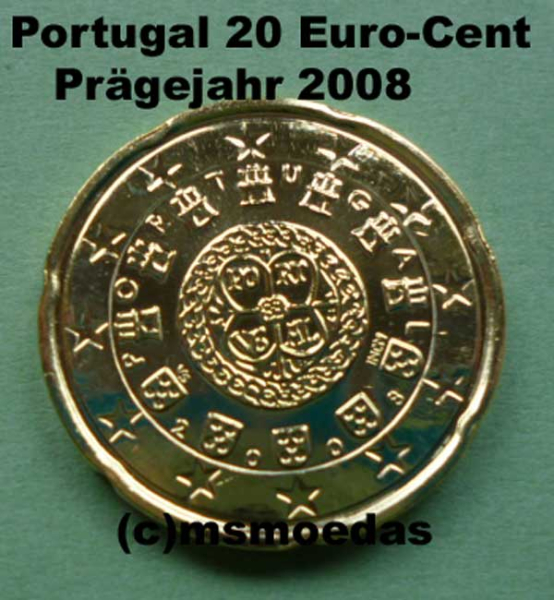 Portugal 20 Euro-Cent 2008 Stempelglanz
