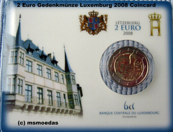 Luxemburg 2 Euro CoinCard 2008 Château de Berg Folie Rückseite beachten