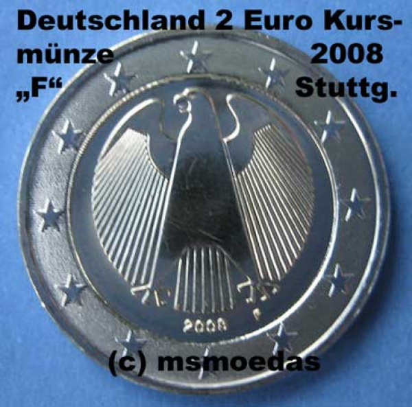 Deutschland 2 Euro Kursmünze 2008 (F) Stuttgart