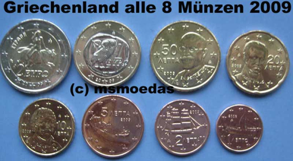 Griechenland Euro KMS 2009 (1 Cent bis 2 Euro)