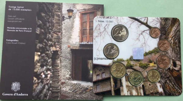 Andorra Offizieller Euro Kursmünzensatz 2019 (1 Cent bis 2 Euro)