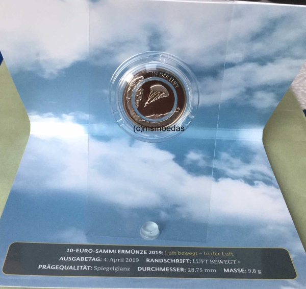 Deutschland 10 Euro 2019 In der Luft Sondermünzen F (Stuttgart) Proof