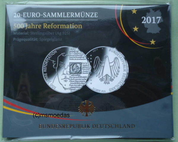 Deutschland 20 Euro Sondermünze 2017 Reformation Luther PP