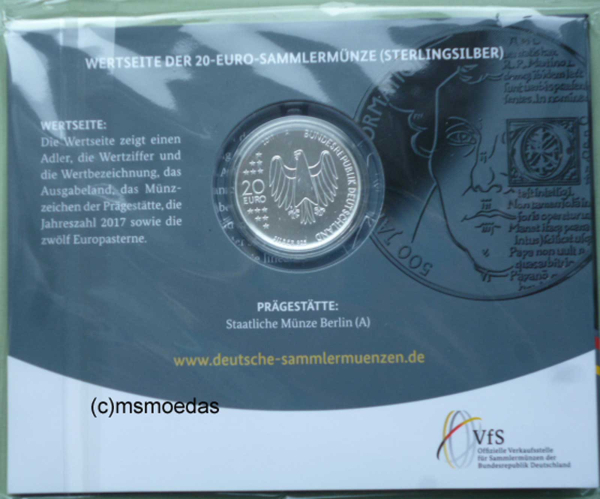 Deutschland 20 Euro Sondermünze 2017 Reformation Luther PP