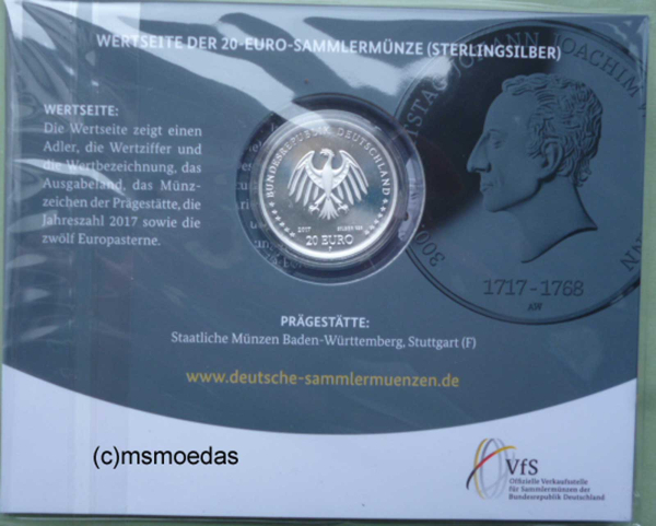 Deutschland 20 Euro Sondermünze 2017 Johann Joachim Winckelmann PP