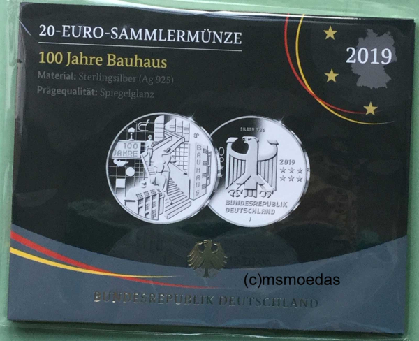 Deutschland 20 Euro Sondermünze 2019 Bauhaus PP