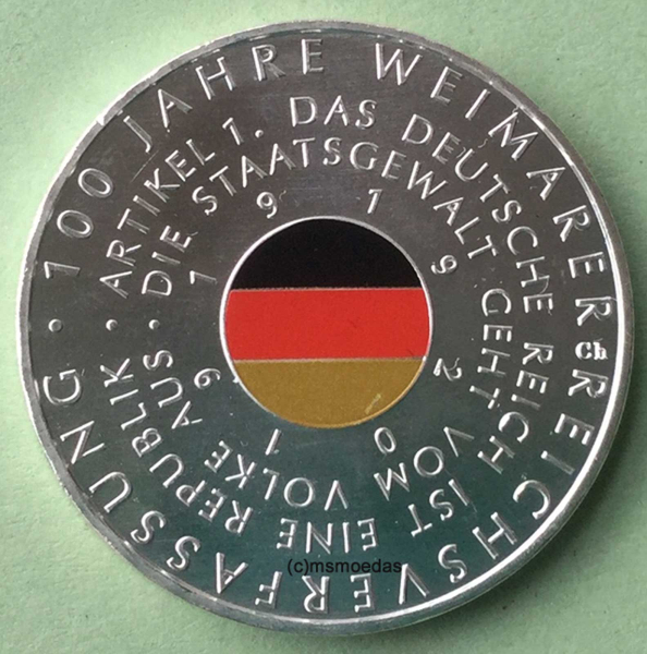 Deutschland 20 Euro Sondermünze 2019 Weimarer Reichsverfassung (A)