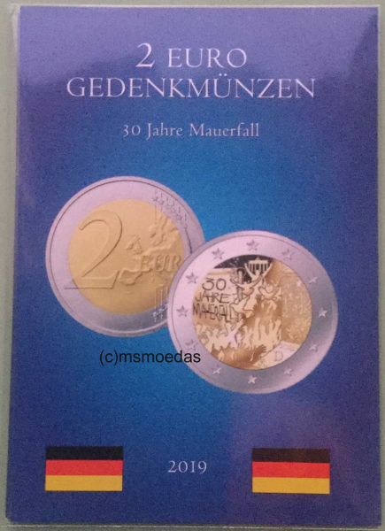 Deutschland 5 x 2 Euro Gedenkmünzen Mauerfall 2019 (A,D,F,G,J) Münzkarte