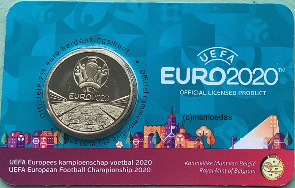 Belgien 2,50 Euro CoinCard 2021 UEFA Fußball-Europameisterschaft 2020 niederl. Ausgabe