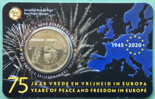 Belgien 2,50 Euro CoinCard 2020 Frieden Freiheit Europa niederl. Ausgabe