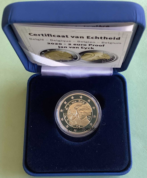 Belgien 2 Euro 2020 Jan van Eyck Gedenkmünze Etui Proof