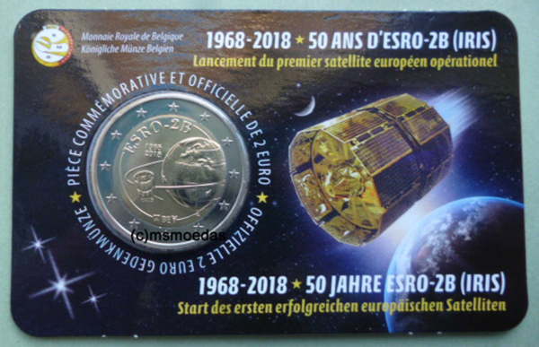 Belgien 2 Euro 2018 CoinCard Satellit (franz.) Gedenkmünze