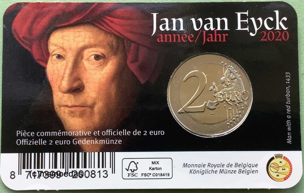 Belgien 2 Euro CoinCard 2020 Jan van Eyck Gedenkmünze (niederl.)