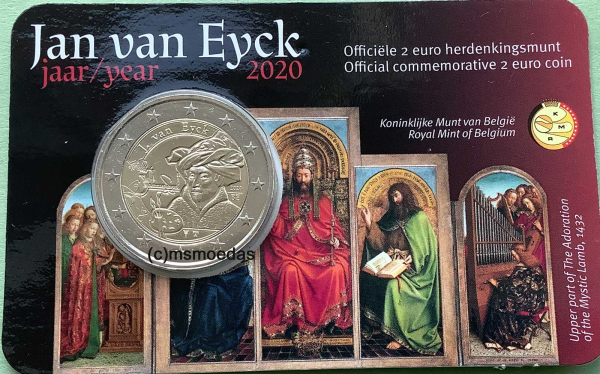 Belgien 2 Euro CoinCard 2020 Jan van Eyck Gedenkmünze (niederl.)