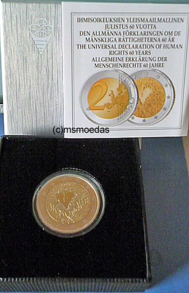 Finnland 2 Euro 2008 Menschenrechte Proof Etui