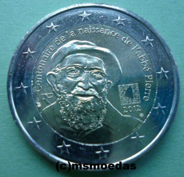 Frankreich 2 Euro Gedenkmünze 2012 Abbe Pierre