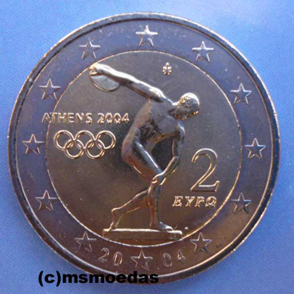 Griechenland 2 Euro Gedenkmünze 2004 Olympia Diskus