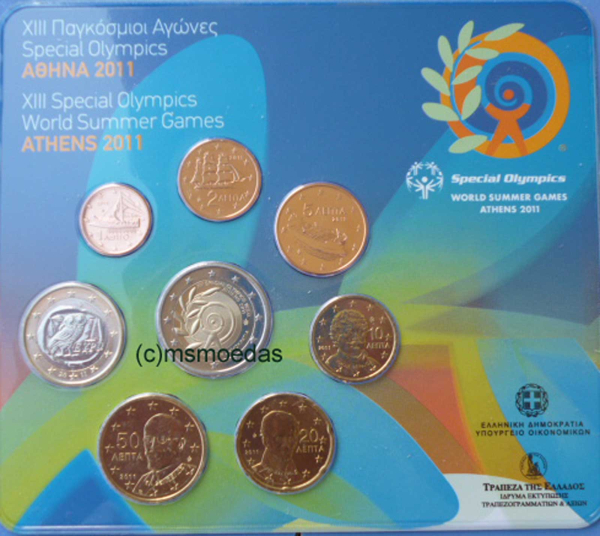 Griechenland Offizieller Kursmünzensatz 2011 (1 Cent bis 2 Euro cc) Special Olympics Stempelglanz