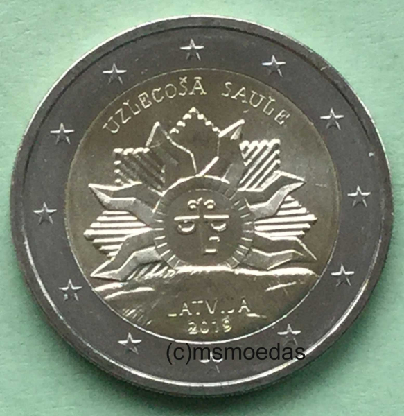 Lettland 2 Euro Gedenkmünze 2019 Wappen Aufgehende Sonne