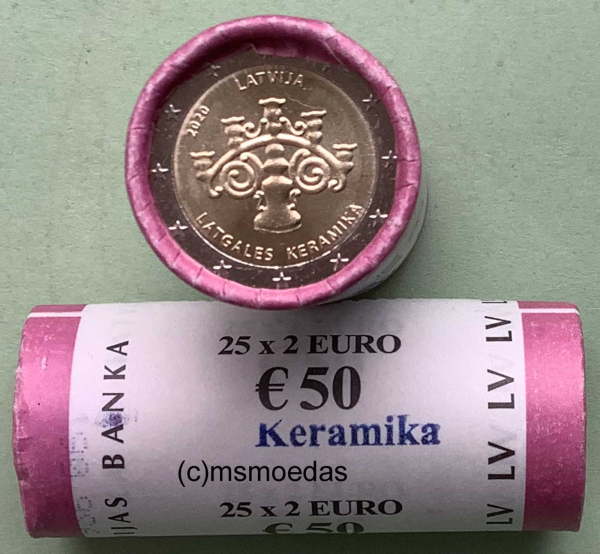 Lettland 2 Euro Rolle Gedenkmünzen 2020 Lettgallische Keramik