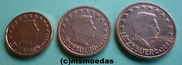 Luxemburg 1+2+5 Euro-Cent Münzen 2003