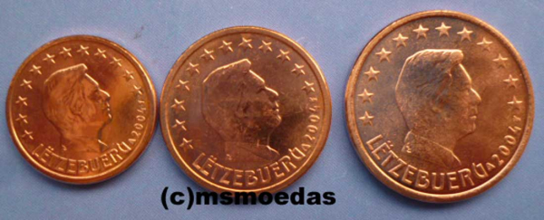 Luxemburg 1+2+5 Euro-Cent Münzen 2004