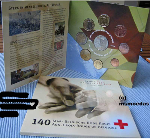 Belgien Offizieller Kursmünzensatz 2004 (1 Cent bis 2 Euro) Rotes Kreuz