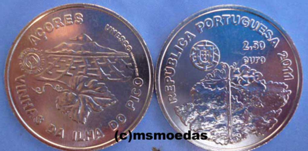 Portugal 2,50 Euro Sondermünze 2011 Azoreninsel Pico