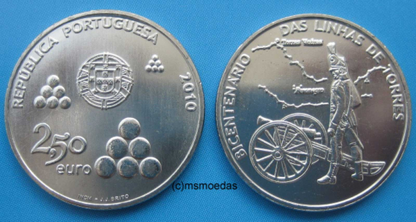 Portugal 2,50 Euro Sondermünze 2010 Torres Vedras